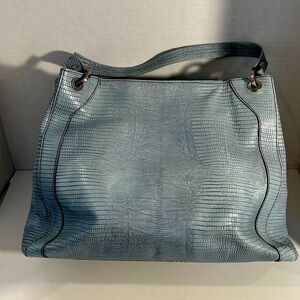 Kenneth Cole Tote Bag Lizard Print Blue